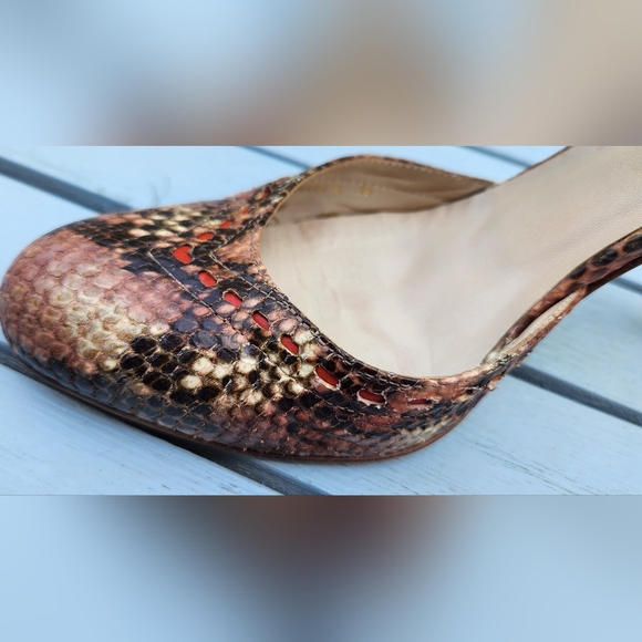 L.K. Bennett dusty pink, snake print leather ankle strap high heel pump in 38 - Picture 4 of 16